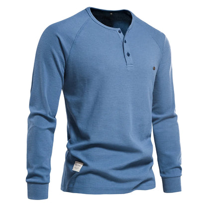 Henley gaufré de couleur unie d'automne pour hommes