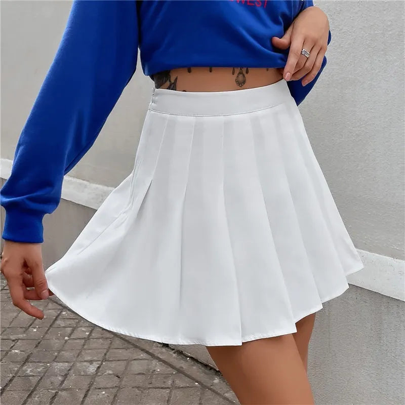Mini-jupe de tennis plissée taille haute pour femme