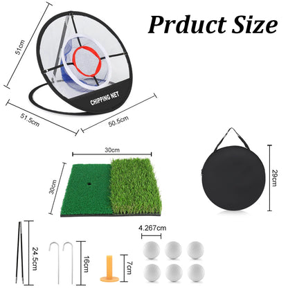 Pop-Up Golf Chipping Net with Hitting Mat - Portable Swing Trainer