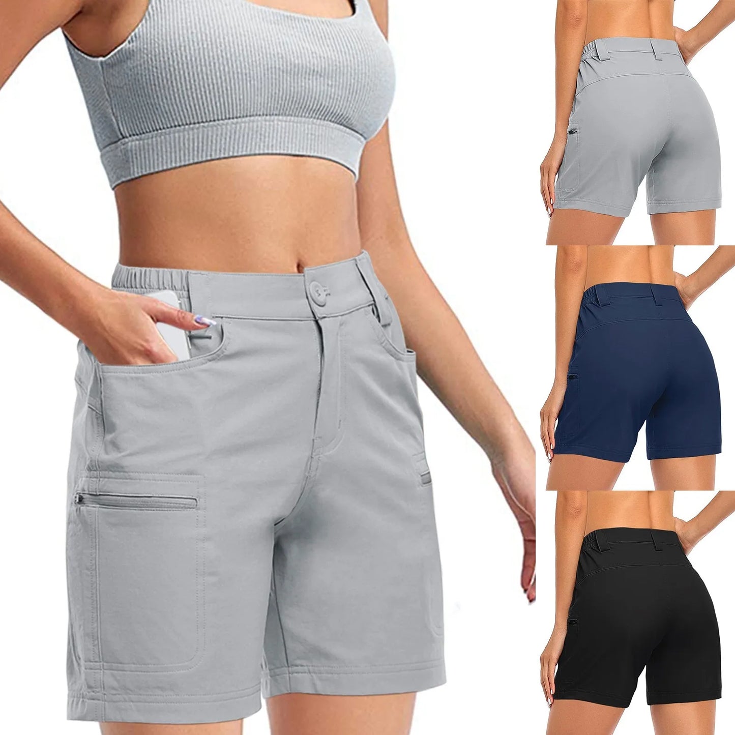 Short de golf à séchage rapide pour femme avec poches zippées