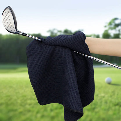 Black Golf Towel 15.7x15.7 Inch Dual Wet/Dry