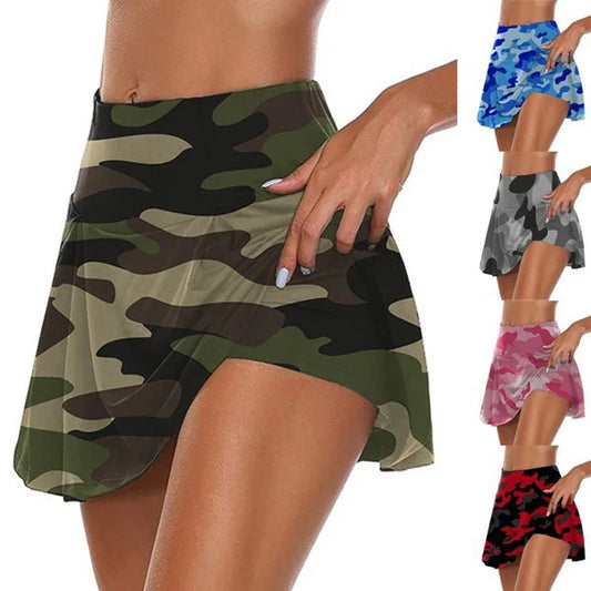 Camouflage-Shorts mit hoher Taille für Damen