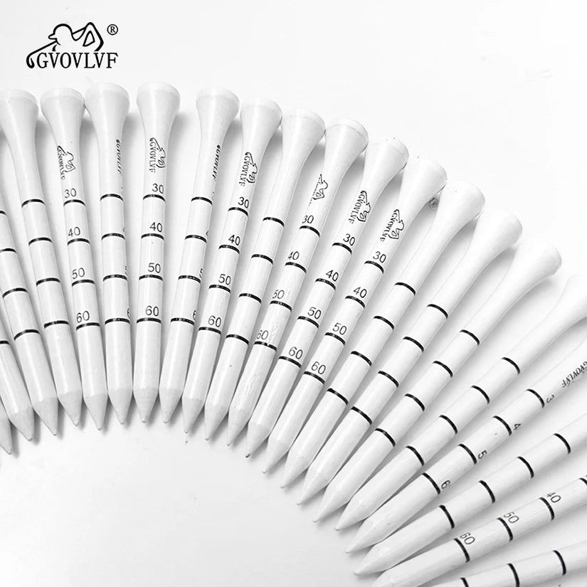 50 Pieces Bamboo Golf Degree Scale White Golf Tees