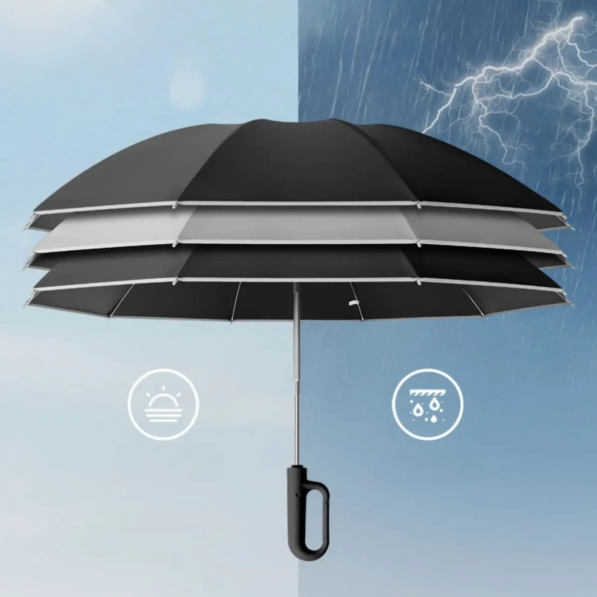 Fully Automatic Folding Umbrella with Ring Buckle