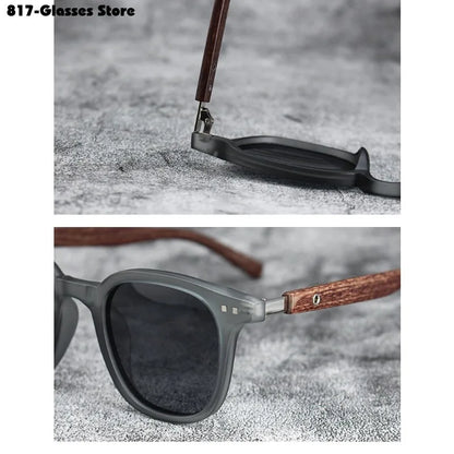 Retro Wood Grain Polarized Sunglasses