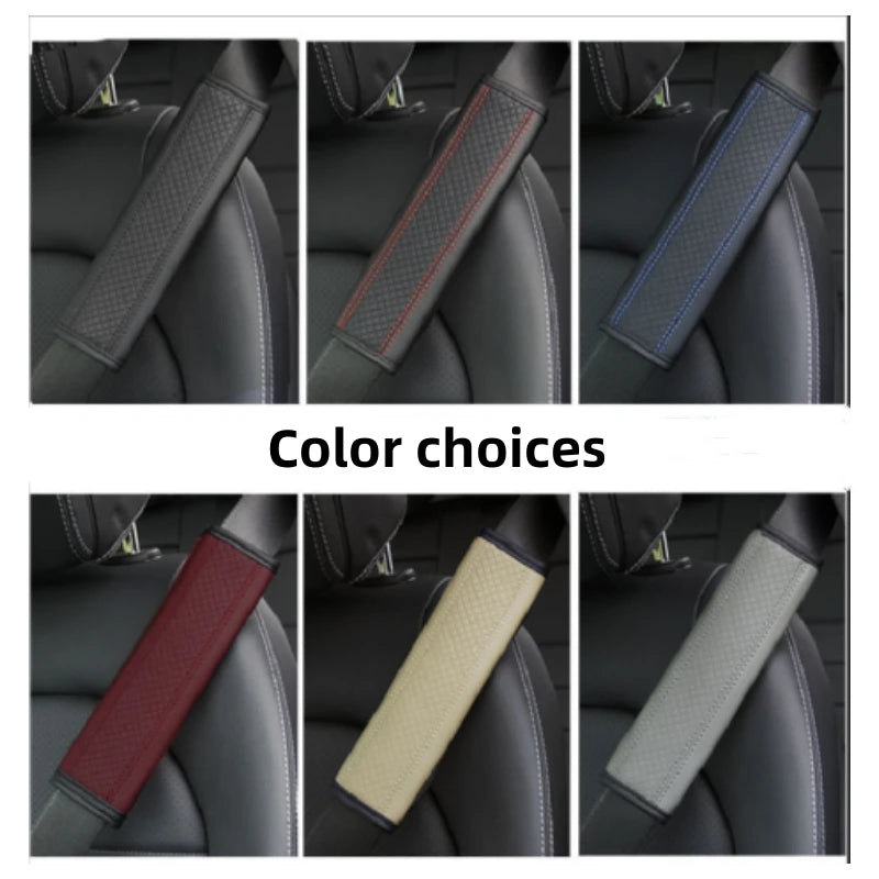 PU Leather Car Seat Belt Shoulder Cover - Breathable Padding