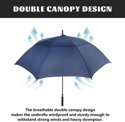 62-Inch Automatic Open Golf Umbrella with Double Canopy