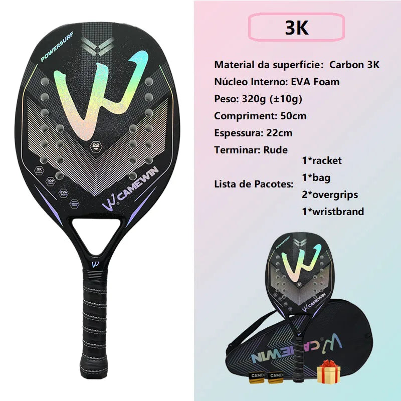 Camewin 3K Carbon Fiber Beach Tennis Racket