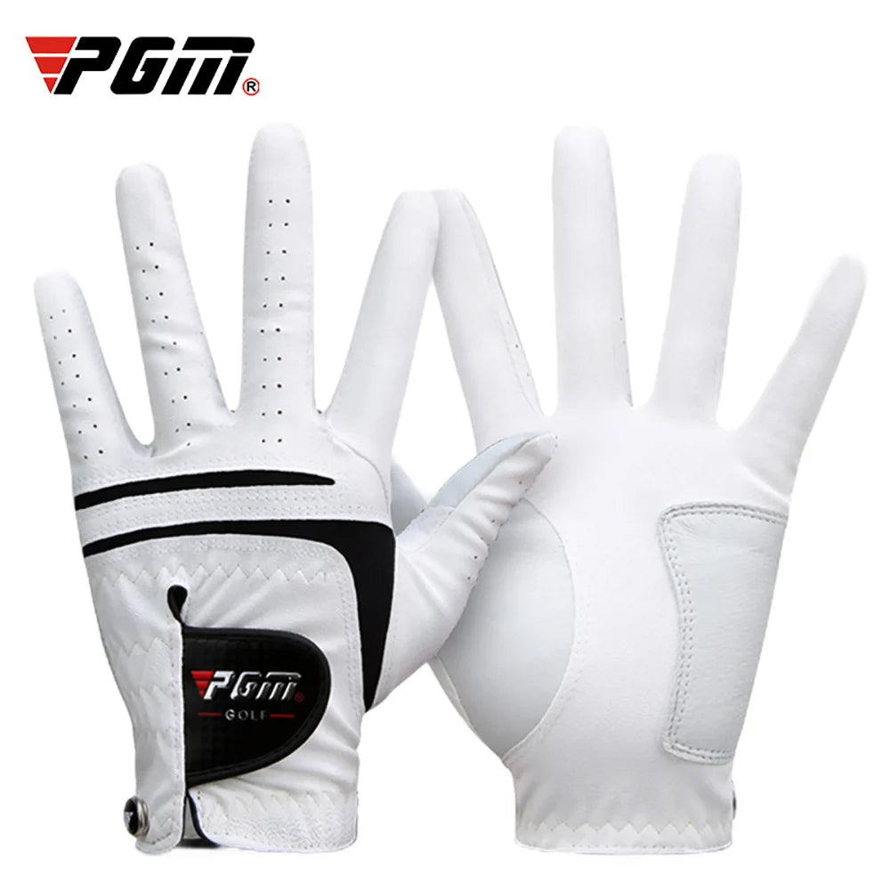 Gants de golf en cuir d'agneau véritable PGM pour hommes - Blanc