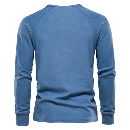 Henley gaufré de couleur unie d'automne pour hommes