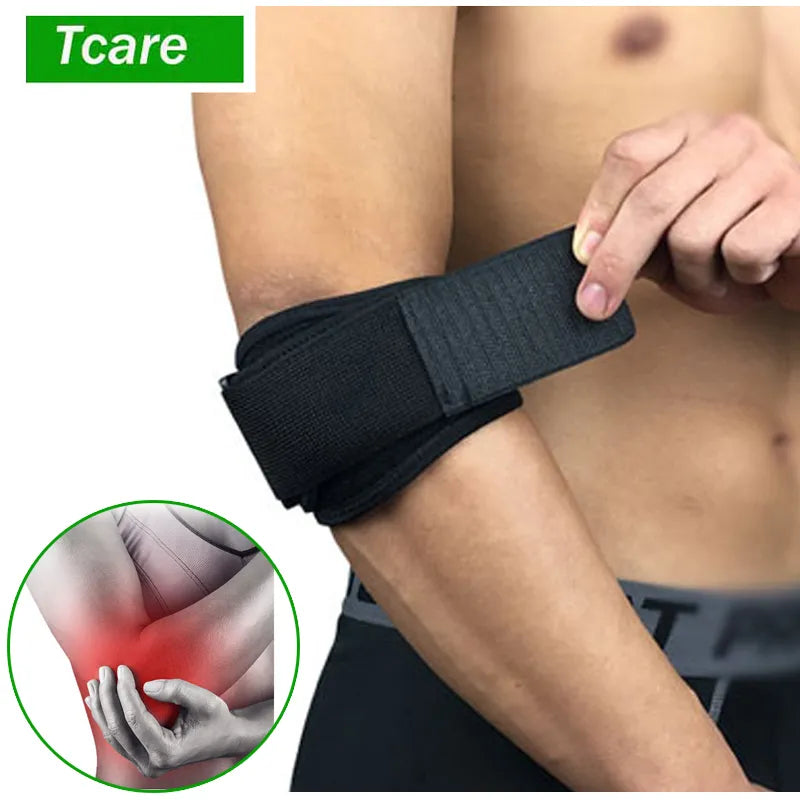 Tcare 1Piece Tennis Elbow Brace for Tendonitis - with Compression Pad Tennis & Golfer's Elbow Strap Band - Relieves Forearm Pain