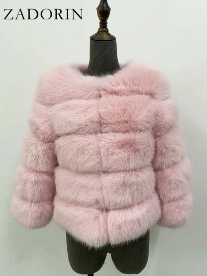 Elegant Black Faux Fur Mink Coat