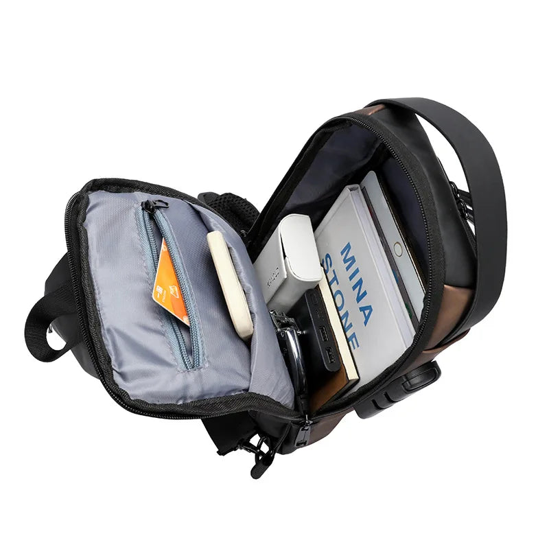 Men Multifunction Anti Theft USB Shoulder Bag - Backpack