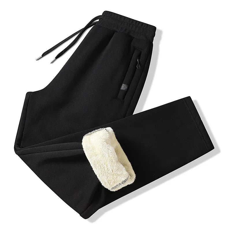 Pantalon pour homme en coton et velours d'agneau doublé polaire chaude