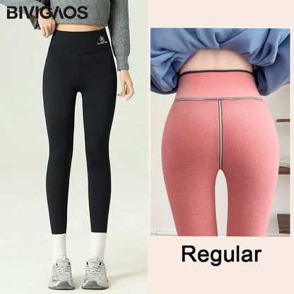 Leggings d'hiver en velours rose et peau de requin pour femmes