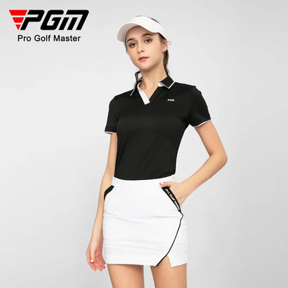 Women's Summer Golf Shirt - V-neck, Breathable, Short Sleeve