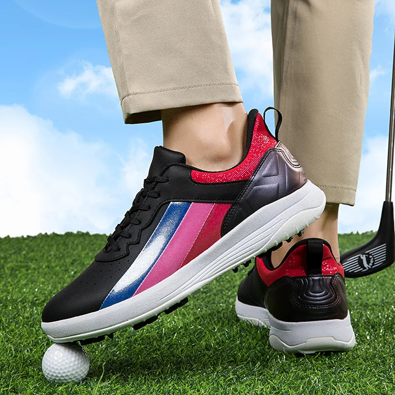 Chaussures de golf imperméables et vibrantes avec pointes antidérapantes