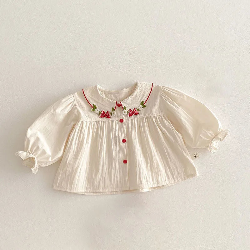 Besticktes Langarmblusen- und Jeans-Set für Mädchen