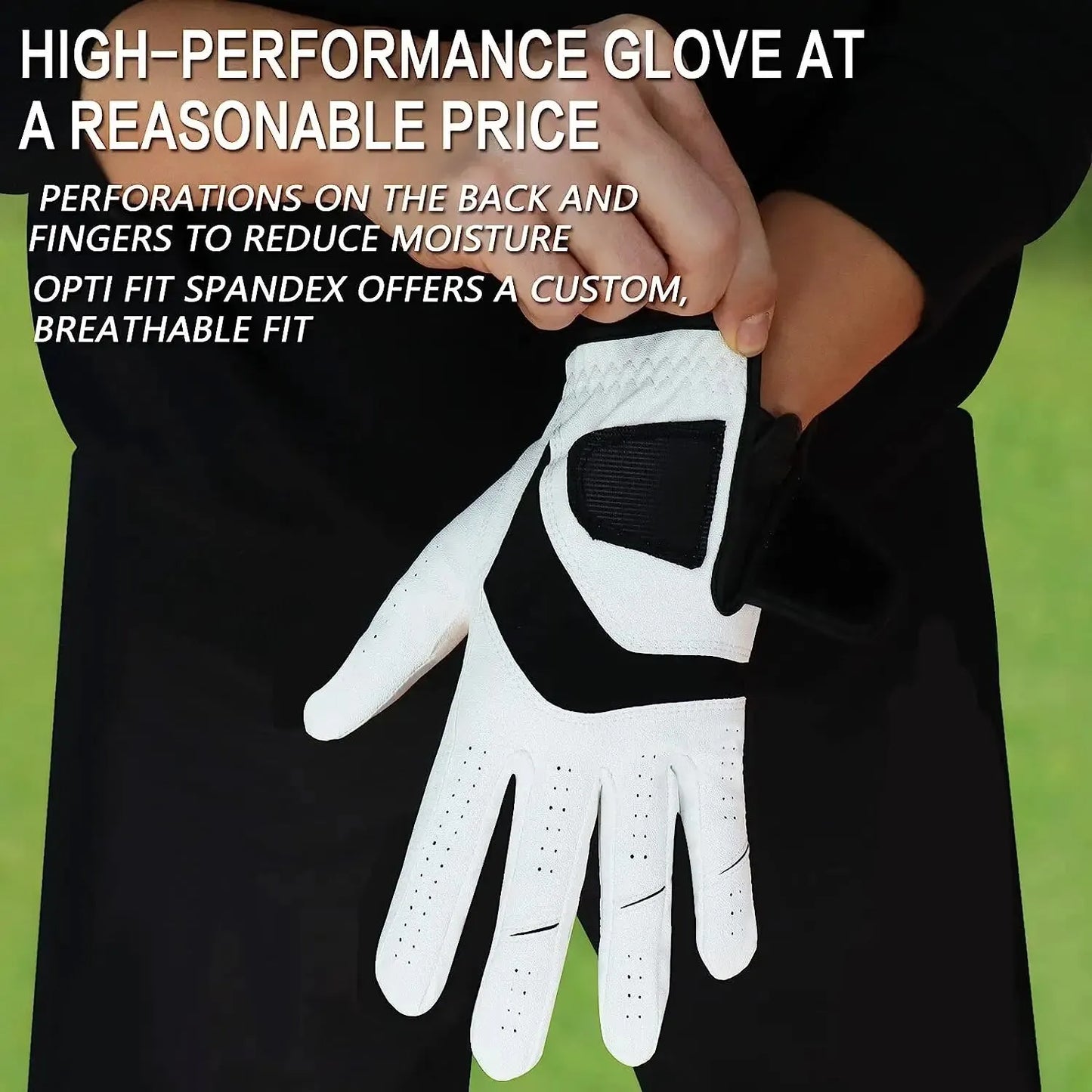 All-Weather Synthetic Leather Golf Gloves 5-Pack for Men