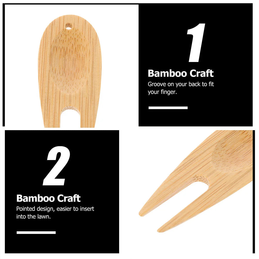 Lot de 20 outils de réparation de mottes de golf en bambou – Ensemble écologique