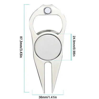 Multifunktionales, magnetisches Golf-Divot-Reparaturwerkzeug aus Zinklegierung