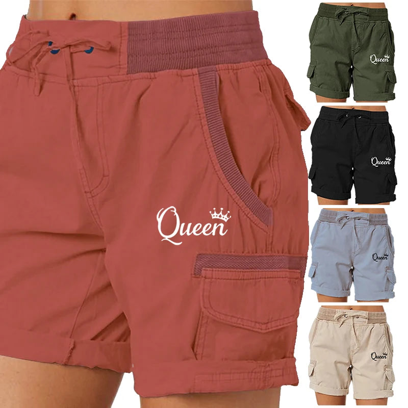 Stretch-Golfshorts für Damen mit Queen-Print