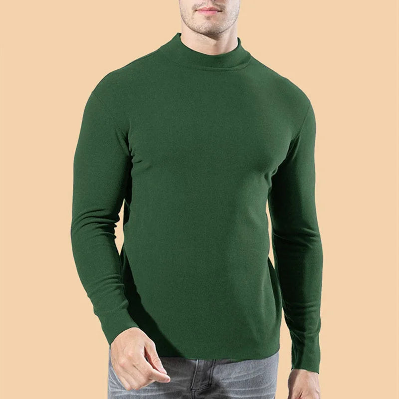 Pull chaud à col montant pour hommes, hiver chaud