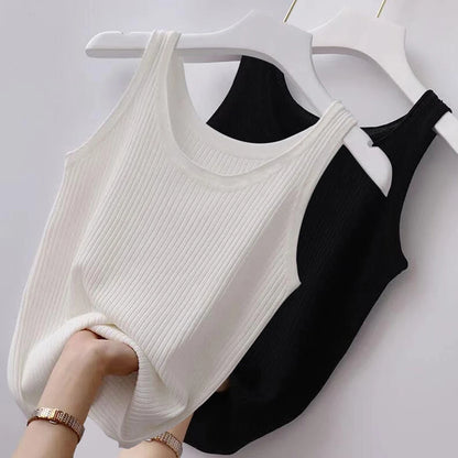 Basic Knitted Sleeveless Tank - Summer Solid Color