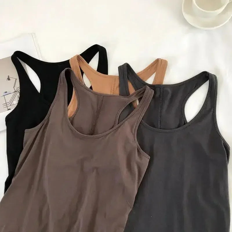 Irregular O-neck Black Sleeveless Tank Top