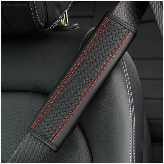 PU Leather Car Seat Belt Shoulder Cover - Breathable Padding