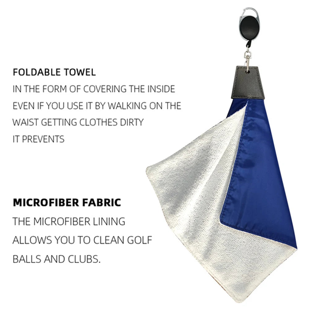 Tricolor Polyester Golf Towel with Carabiner - Dry and Damp Cleaning Cloth