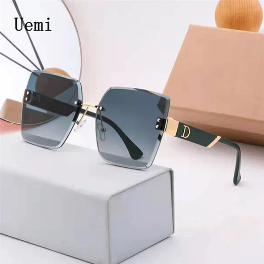 Randlose Damen-Sonnenbrille mit quadratischem Rahmen
