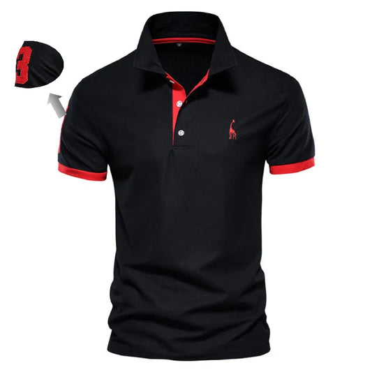 Men Polo Shirts - Solid Color Embroidery Shirt