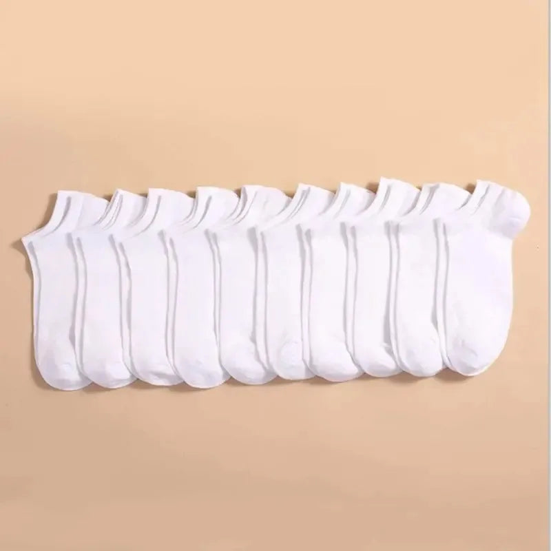 10 Pairs Unisex Casual Plain Color Boat Socks