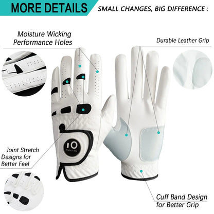 6-Pack Men's Left Hand Golf Gloves with Ball Marker