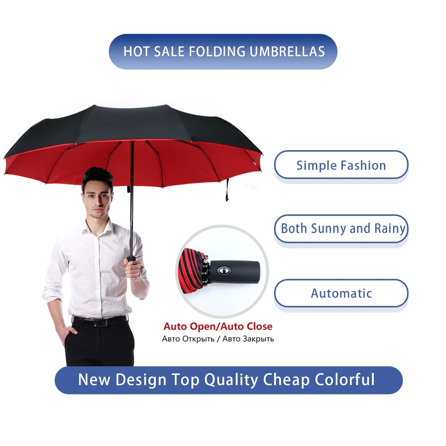 Windproof Double Layer Automatic Resistant Umbrella