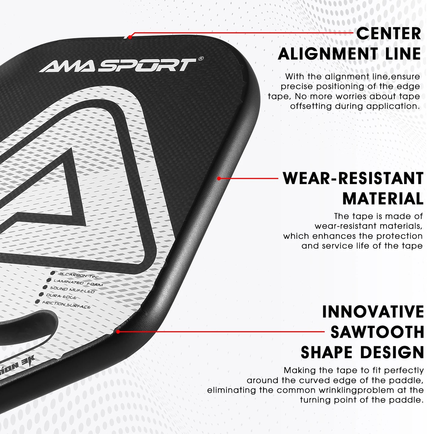 AMASPORT Paddle Protection Tape for Racket Edges