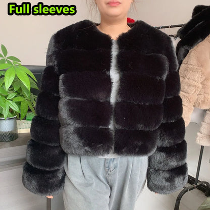 Luxurious Faux Fox Fur Fluffy Jacket