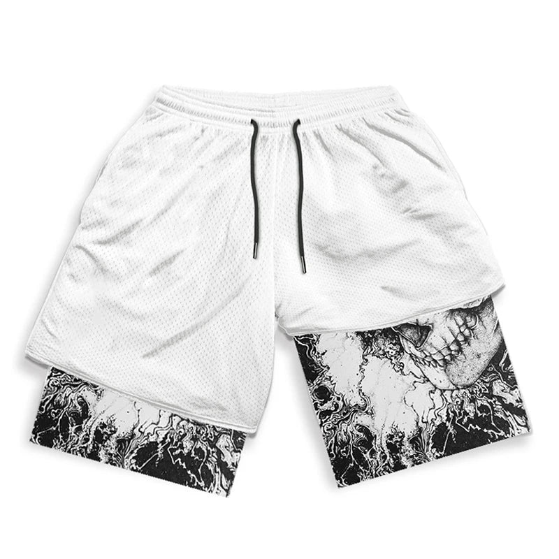 2-in-1-Turnshorts mit Berserker-Print für Herren