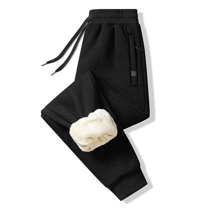 Pantalon pour homme en coton et velours d'agneau doublé polaire chaude