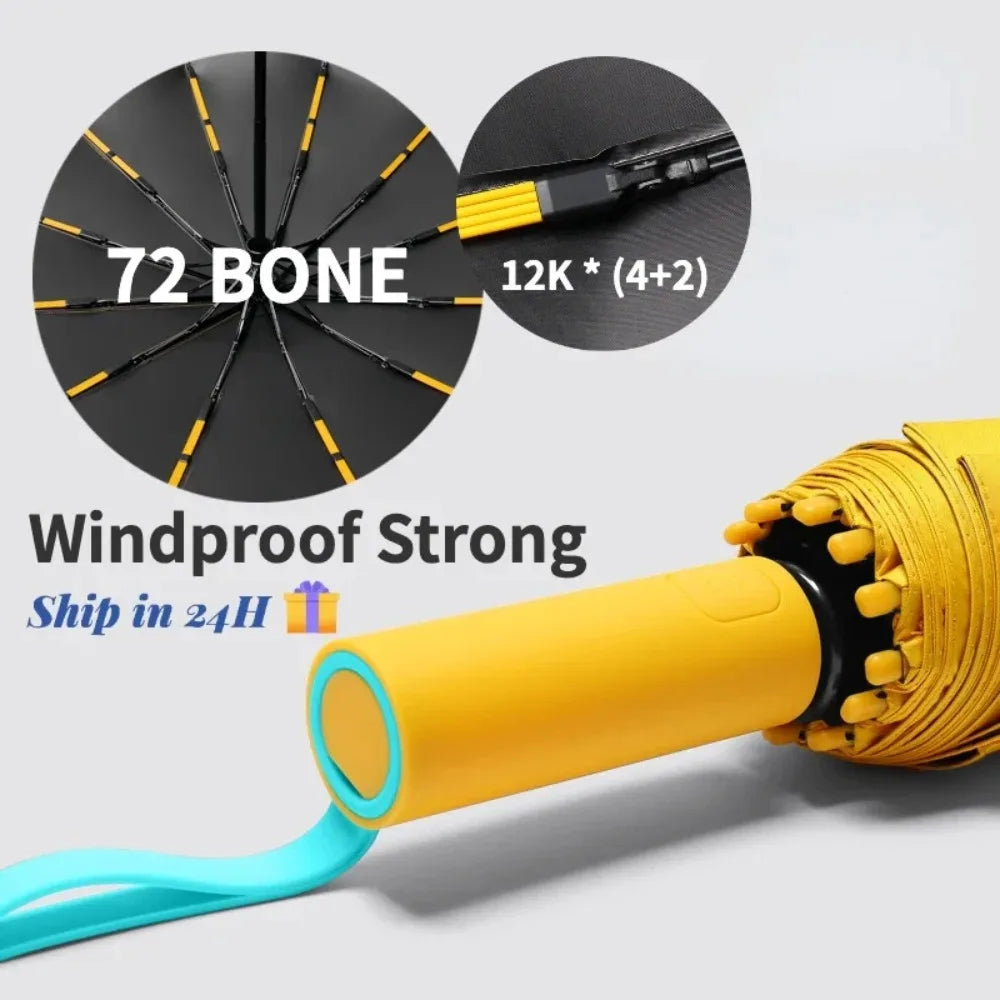 72-Bone Super Strong Windproof Automatic Umbrella with UV Protection