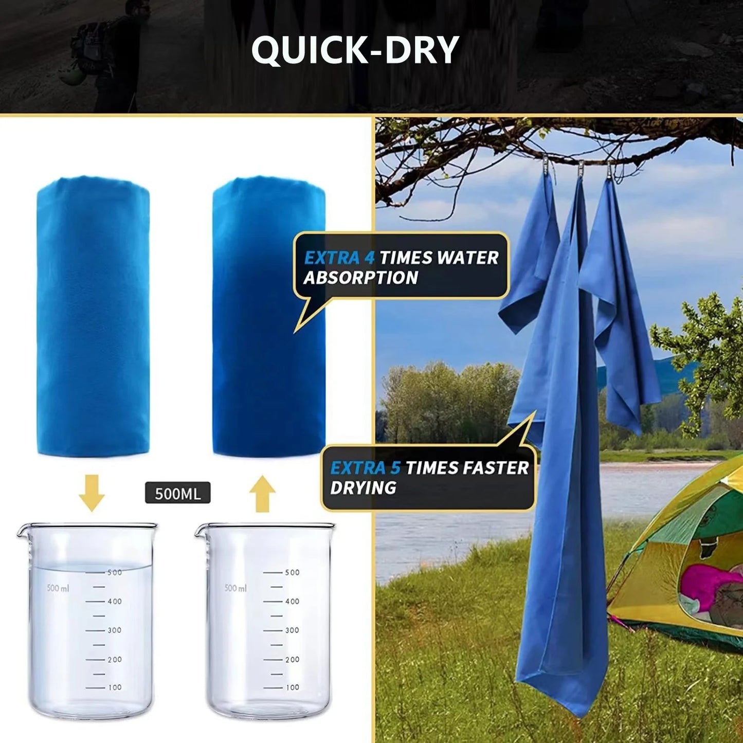 Outdoor Sports Towel - Quick Dry Microfiber