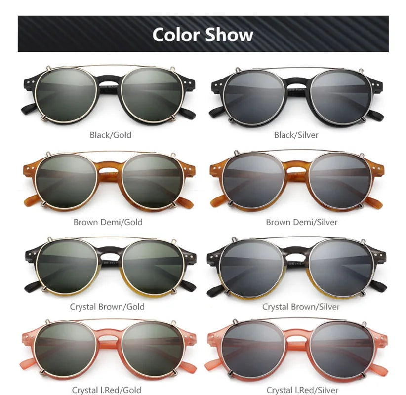 Steampunk Style Clip-On Polarizing Sunglasses