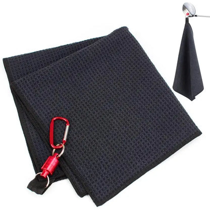 Serviette de golf noire 15,7 x 15,7 pouces double humide/sec