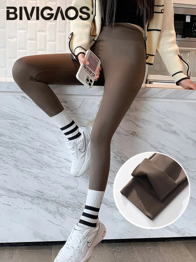 Brushed High-Waist Shark Leggings for Women