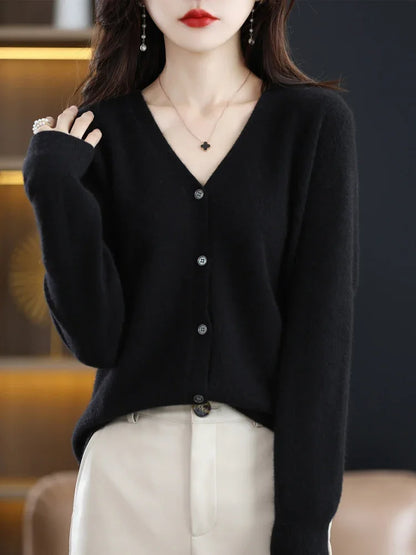 Cardigan élégant à col en V pour femme moderne