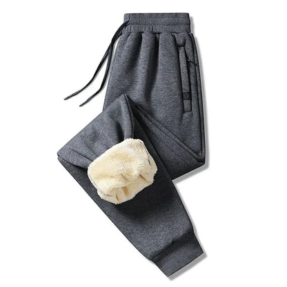 Pantalon pour homme en coton et velours d'agneau doublé polaire chaude