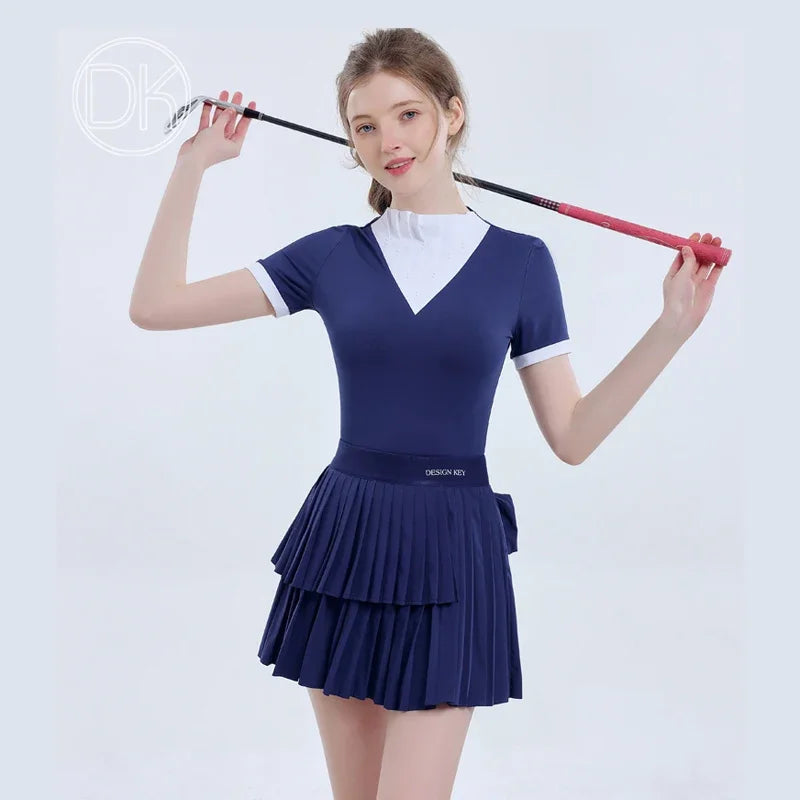 Ensemble de vêtements de golf pour femmes - T-shirt à manches courtes à séchage rapide