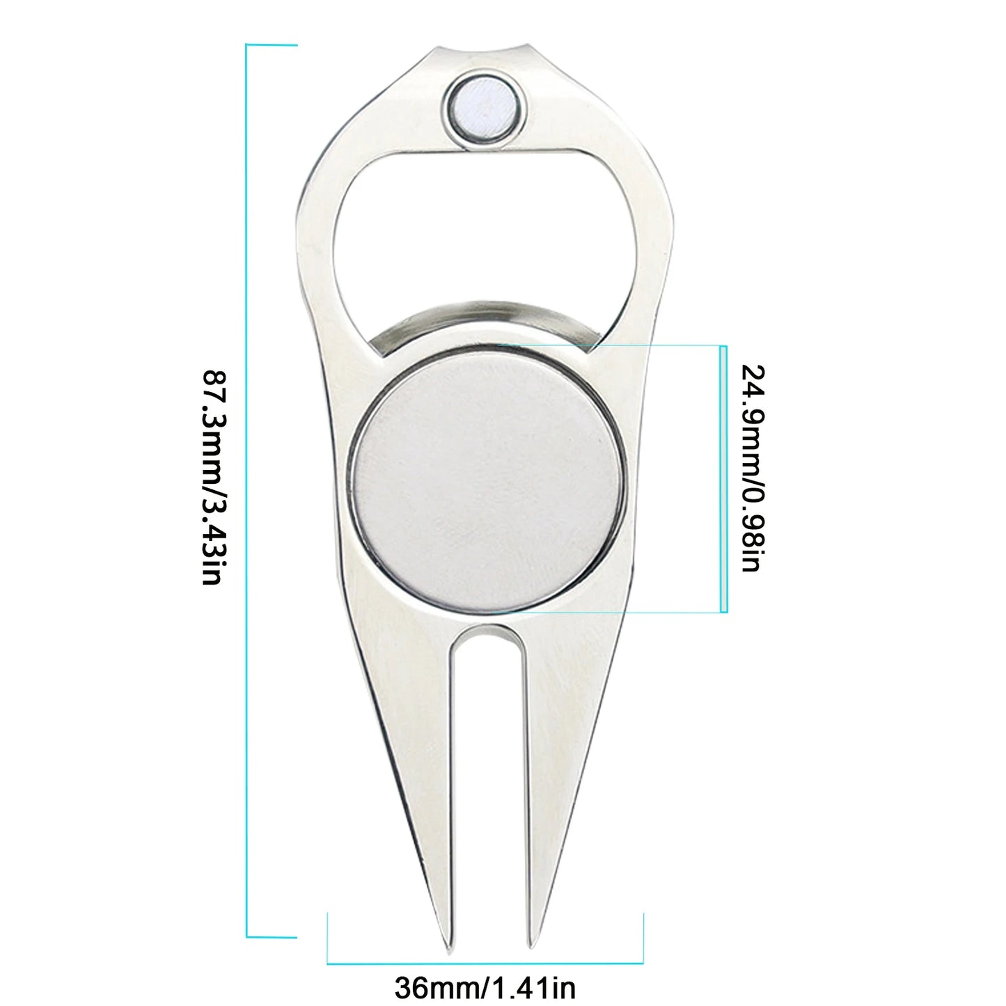 Multifunktionales Golf-Divot-Reparaturwerkzeug mit magnetischem Ballmarker