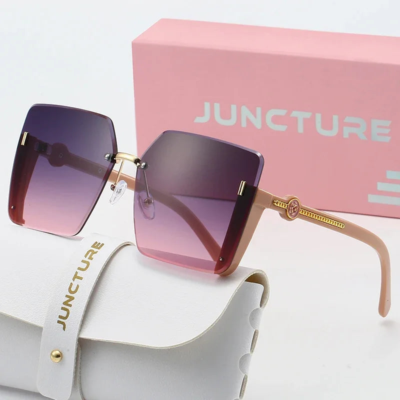 Rimless Square Frame Women Sunglasses